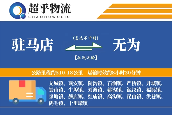 驻马店到无为物流专线