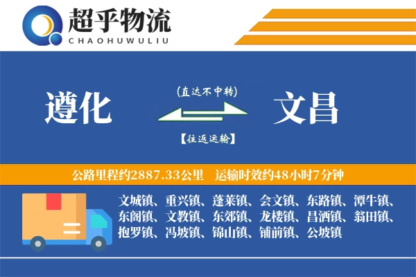 遵化到文昌物流专线